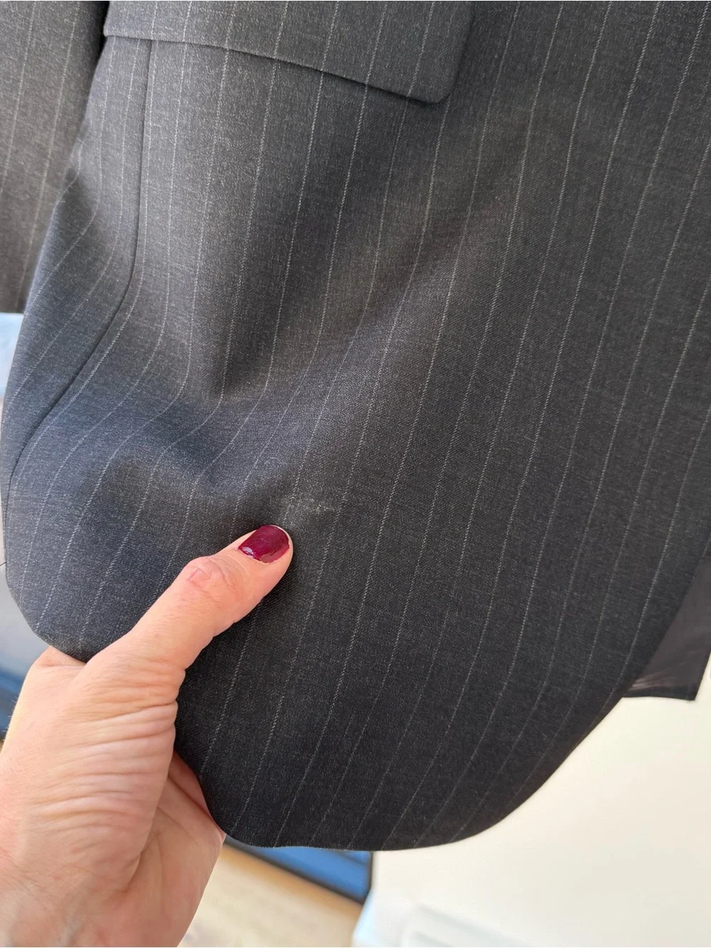 Hart Schaffner Marx Charcoal Gray Pinstripe Two-Button Blazer